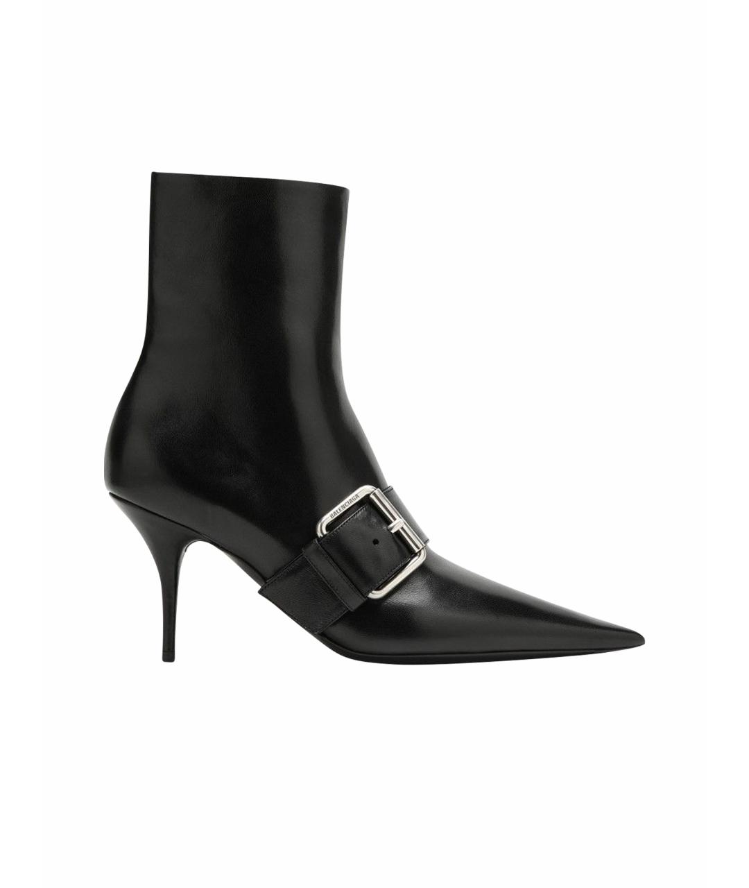 BALENCIAGA Черные кожаные ботильоны, фото 1