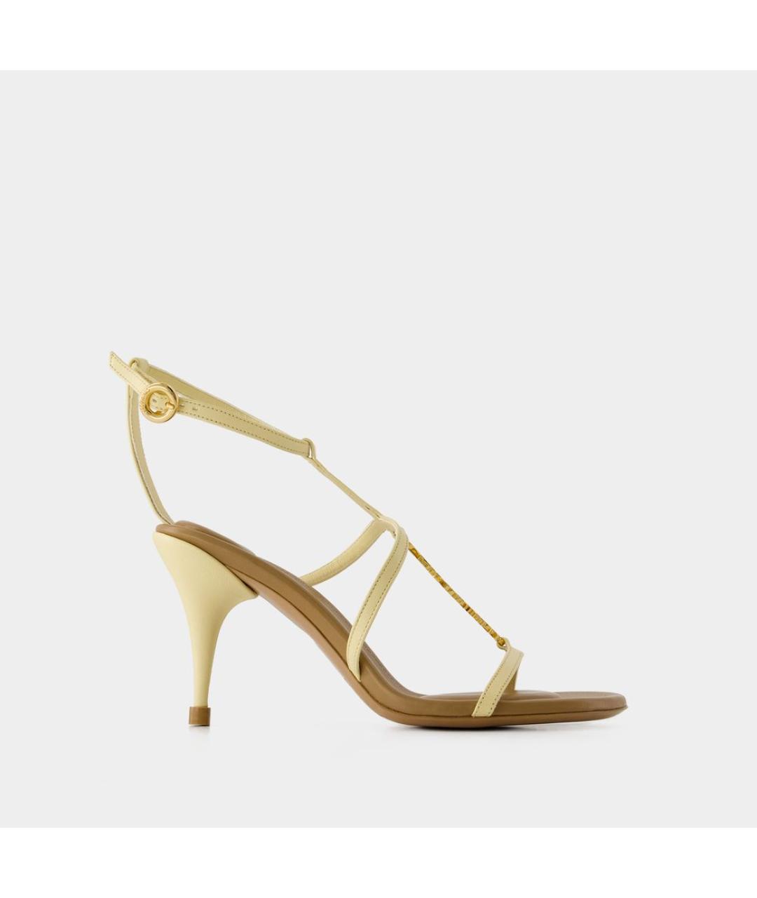 JACQUEMUS Бежевые кожаные босоножки, фото 5