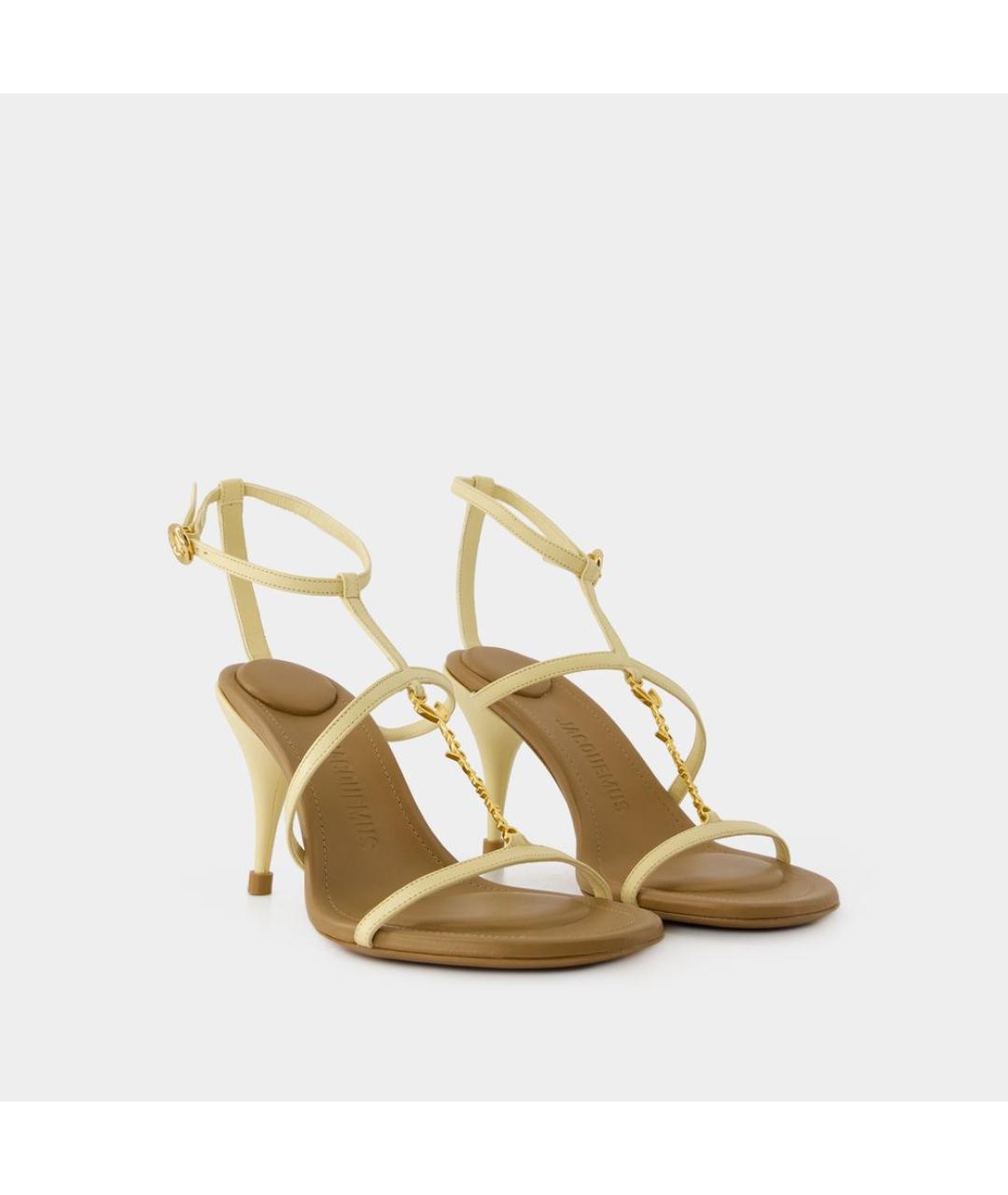 JACQUEMUS Бежевые кожаные босоножки, фото 2