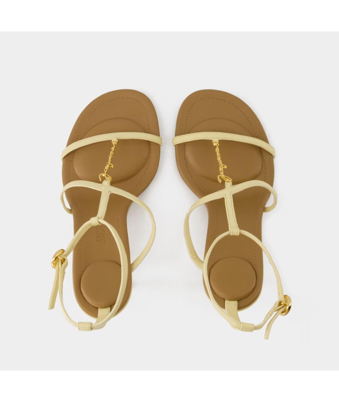 JACQUEMUS Бежевые кожаные босоножки, фото 4