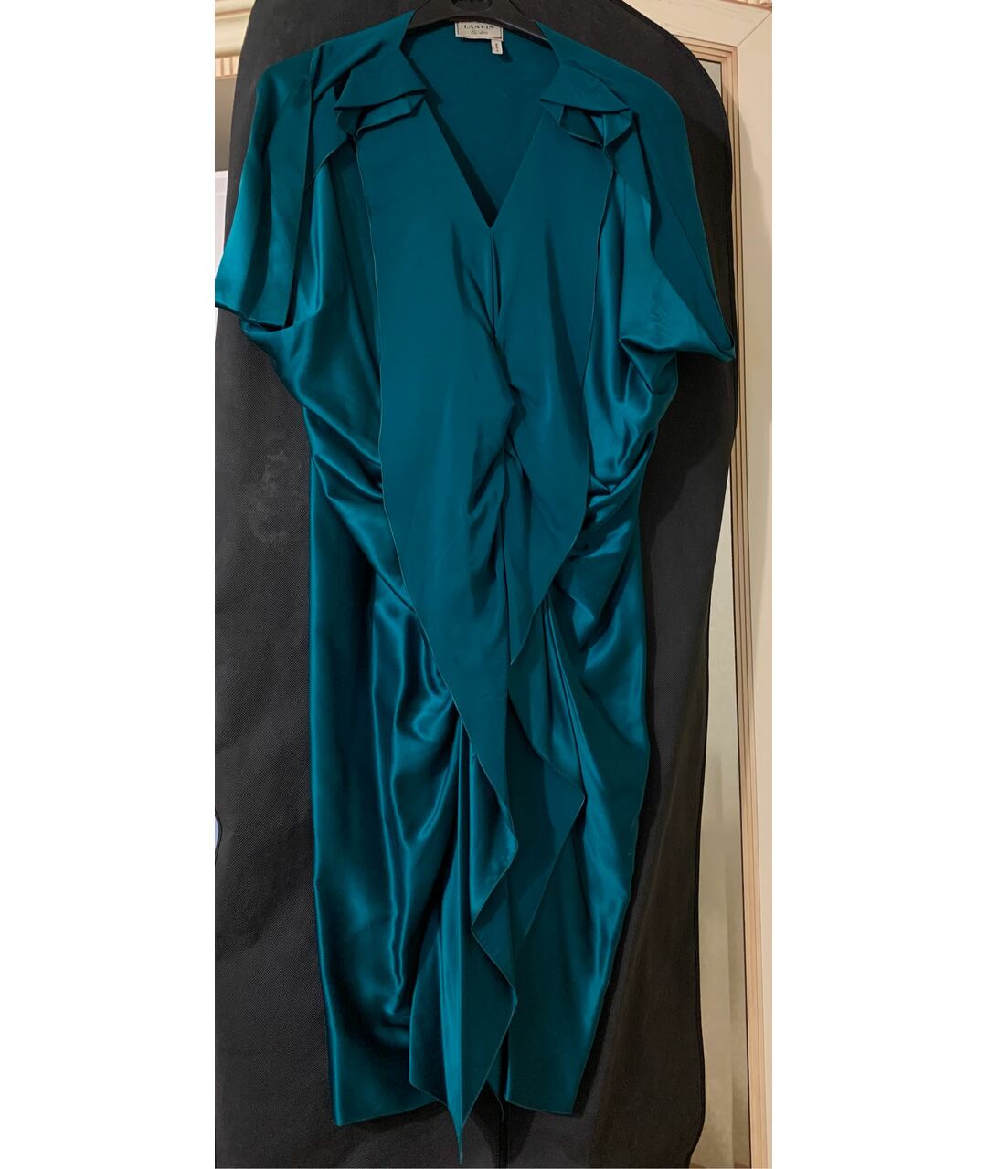 LANVIN Бирюзовое шелковое коктейльное платье, фото 3
