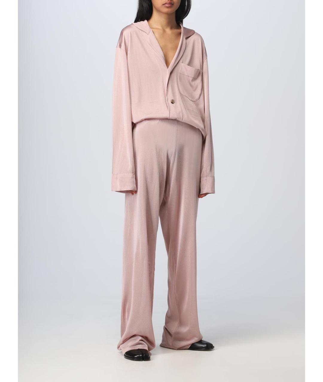 MAISON MARGIELA Розовые вискозные прямые брюки, фото 3