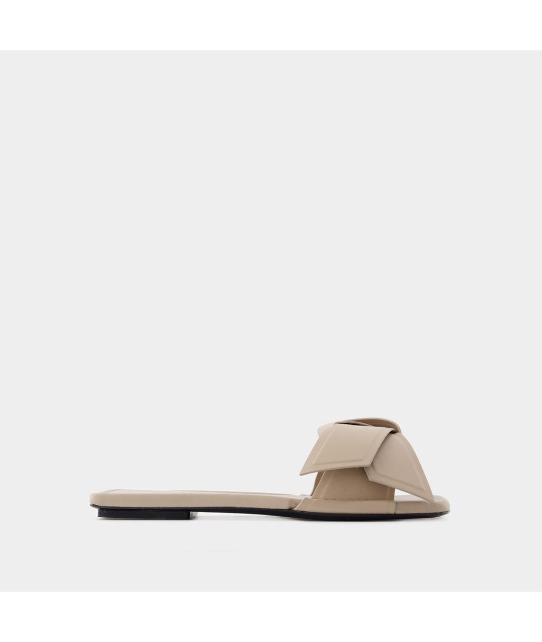 ACNE STUDIOS Бежевые кожаные шлепанцы, фото 5