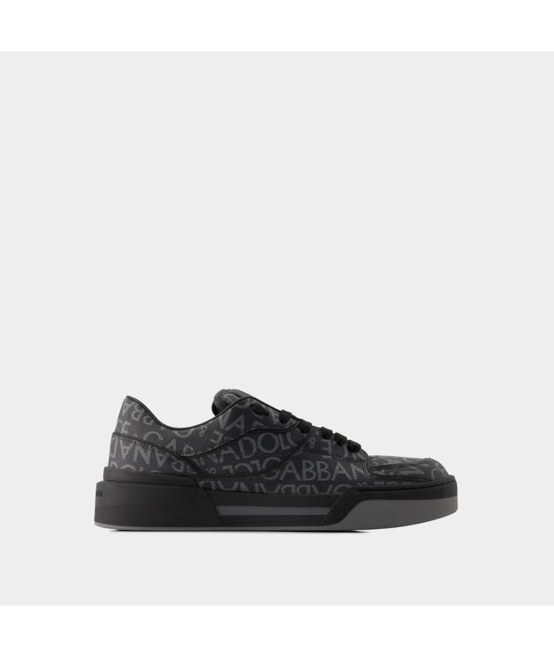 DOLCE&GABBANA Черные текстильные низкие кроссовки / кеды, фото 5