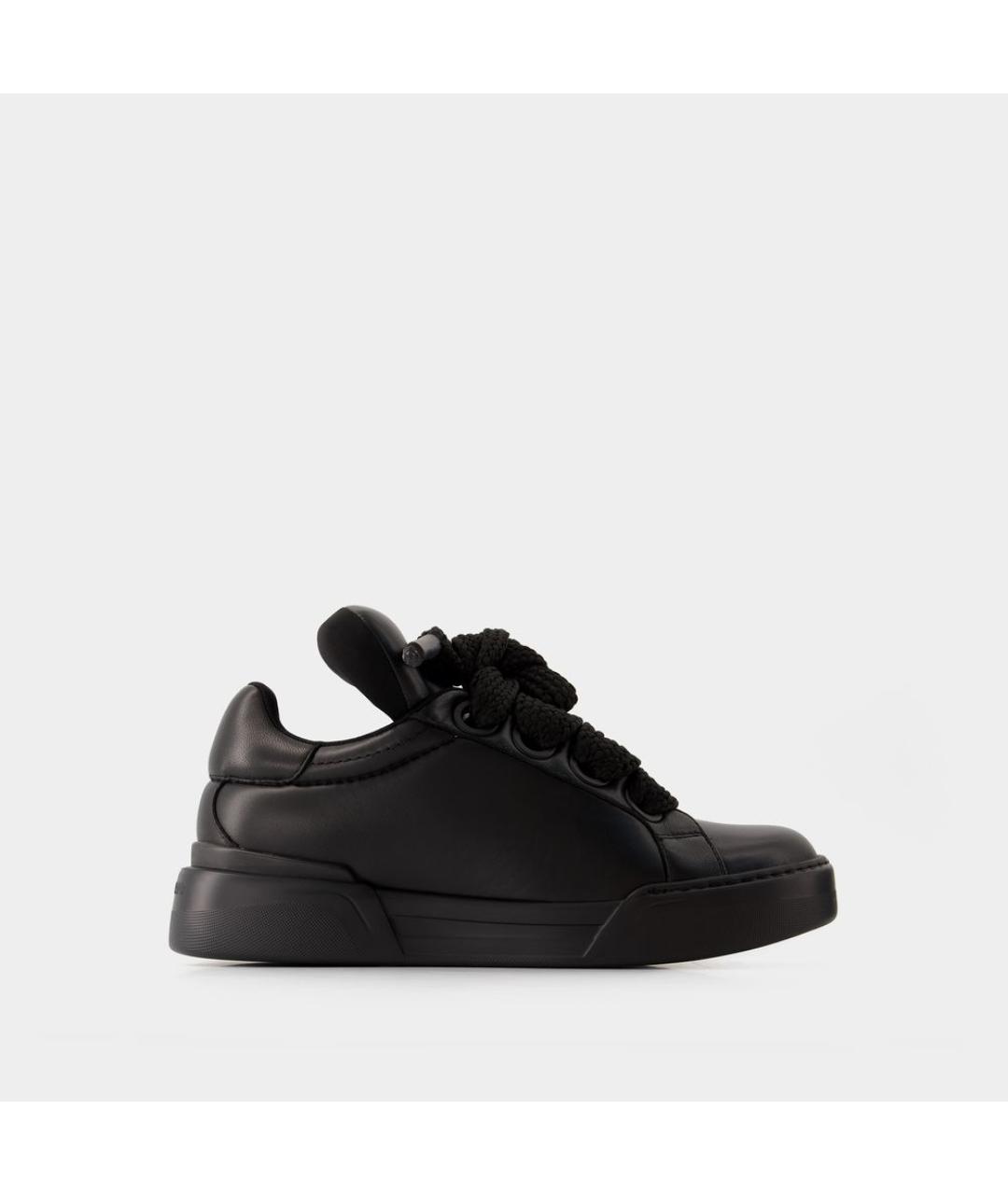 DOLCE&GABBANA Черные кожаные низкие кроссовки / кеды, фото 5