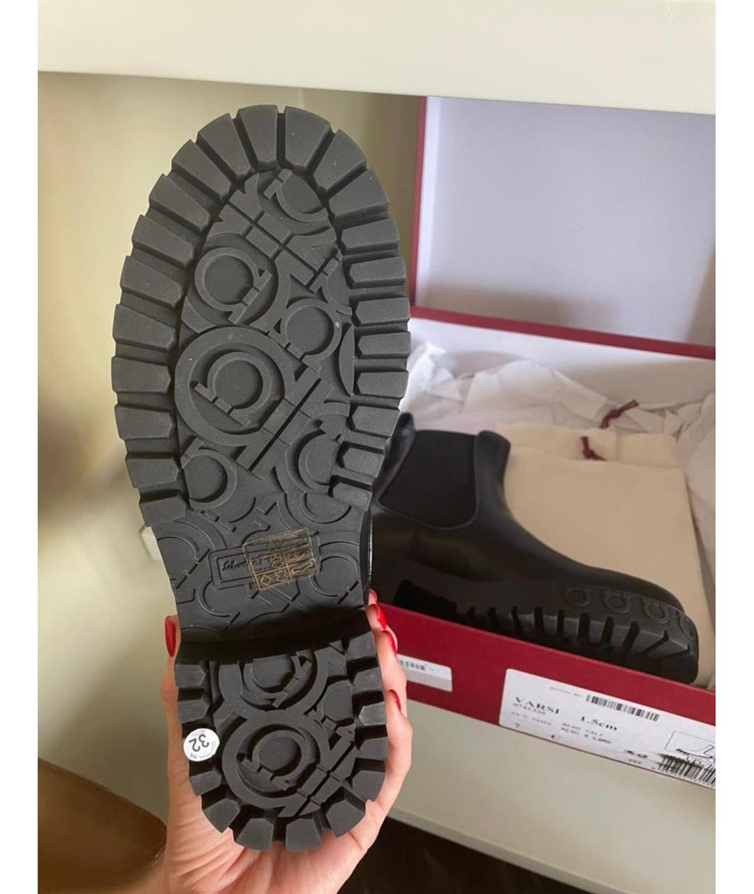 SALVATORE FERRAGAMO Черные кожаные ботинки, фото 4