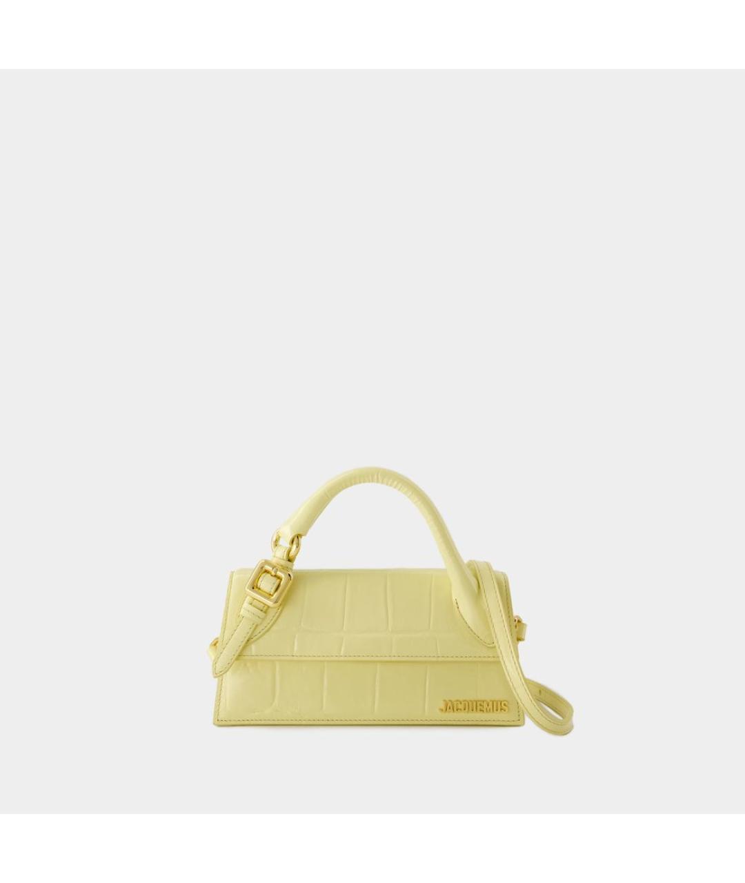 JACQUEMUS Желтая кожаная сумка с короткими ручками, фото 5