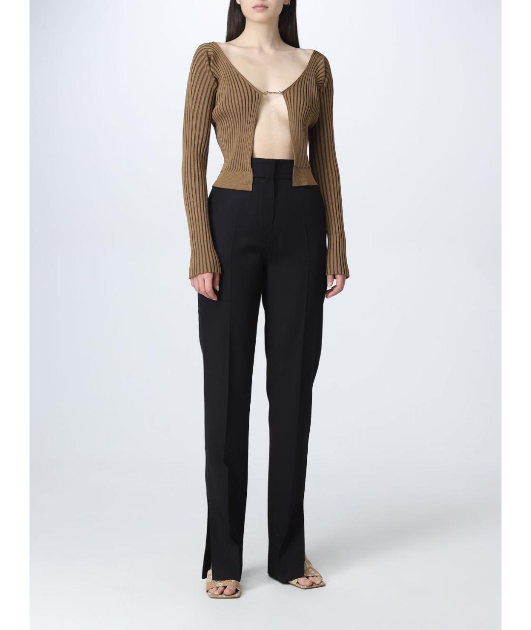 JACQUEMUS Черные шерстяные прямые брюки, фото 3