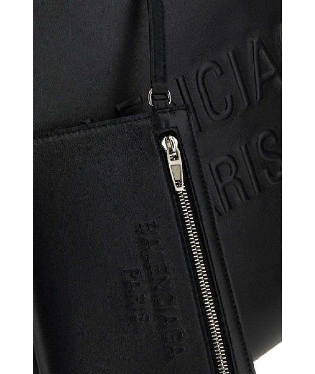 BALENCIAGA Черная кожаная сумка тоут, фото 4