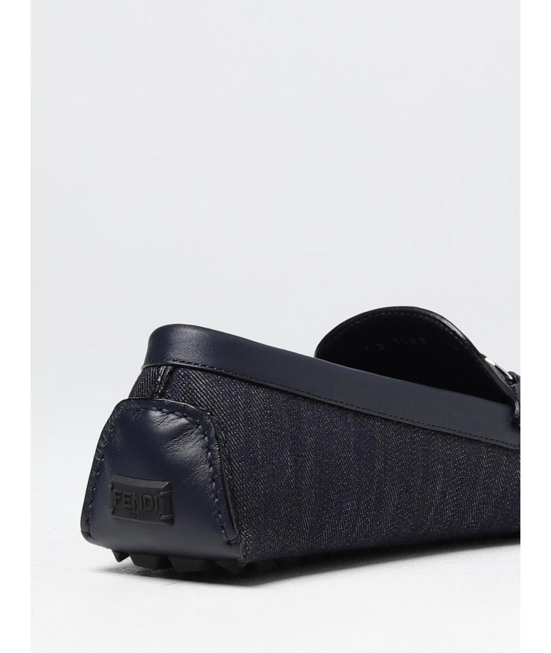 FENDI Темно-синие текстильные мокасины, фото 3