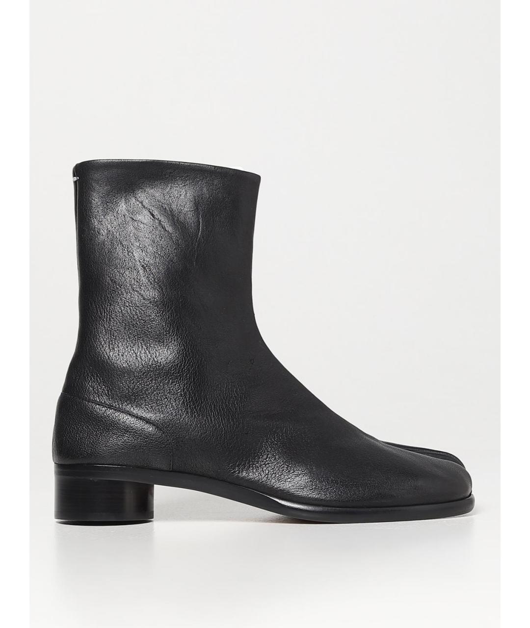 MAISON MARGIELA Черные кожаные высокие ботинки, фото 5