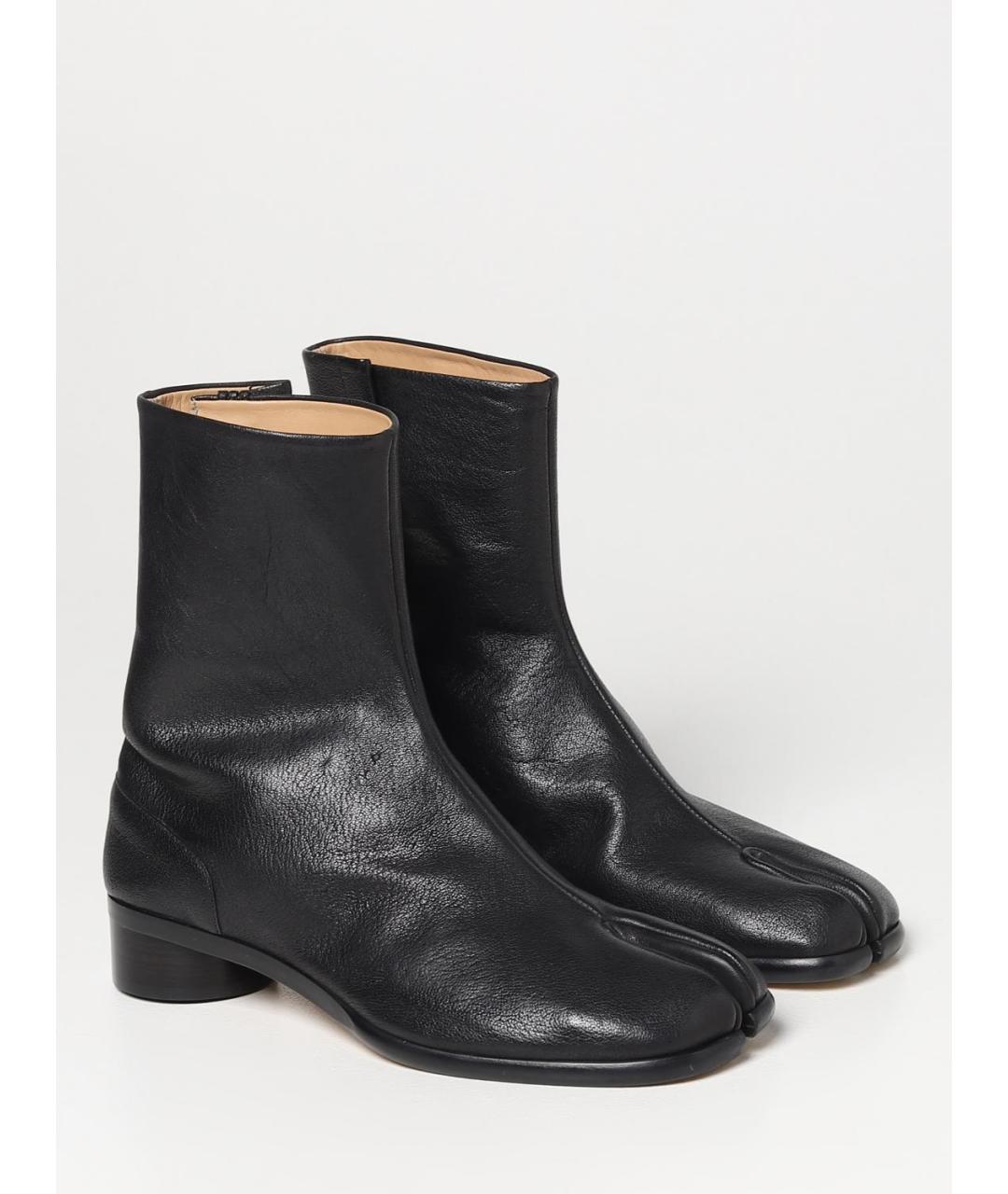 MAISON MARGIELA Черные кожаные высокие ботинки, фото 2