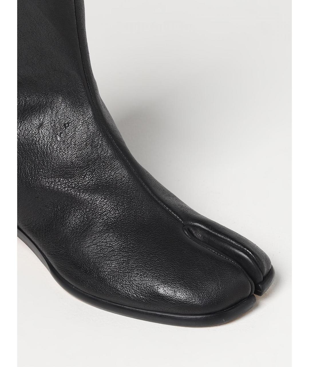 MAISON MARGIELA Черные кожаные высокие ботинки, фото 4