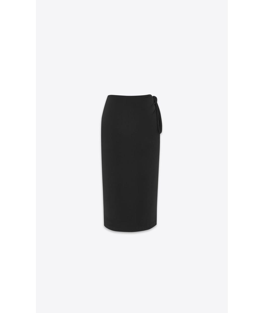 SAINT LAURENT Черная вискозная юбка миди, фото 4