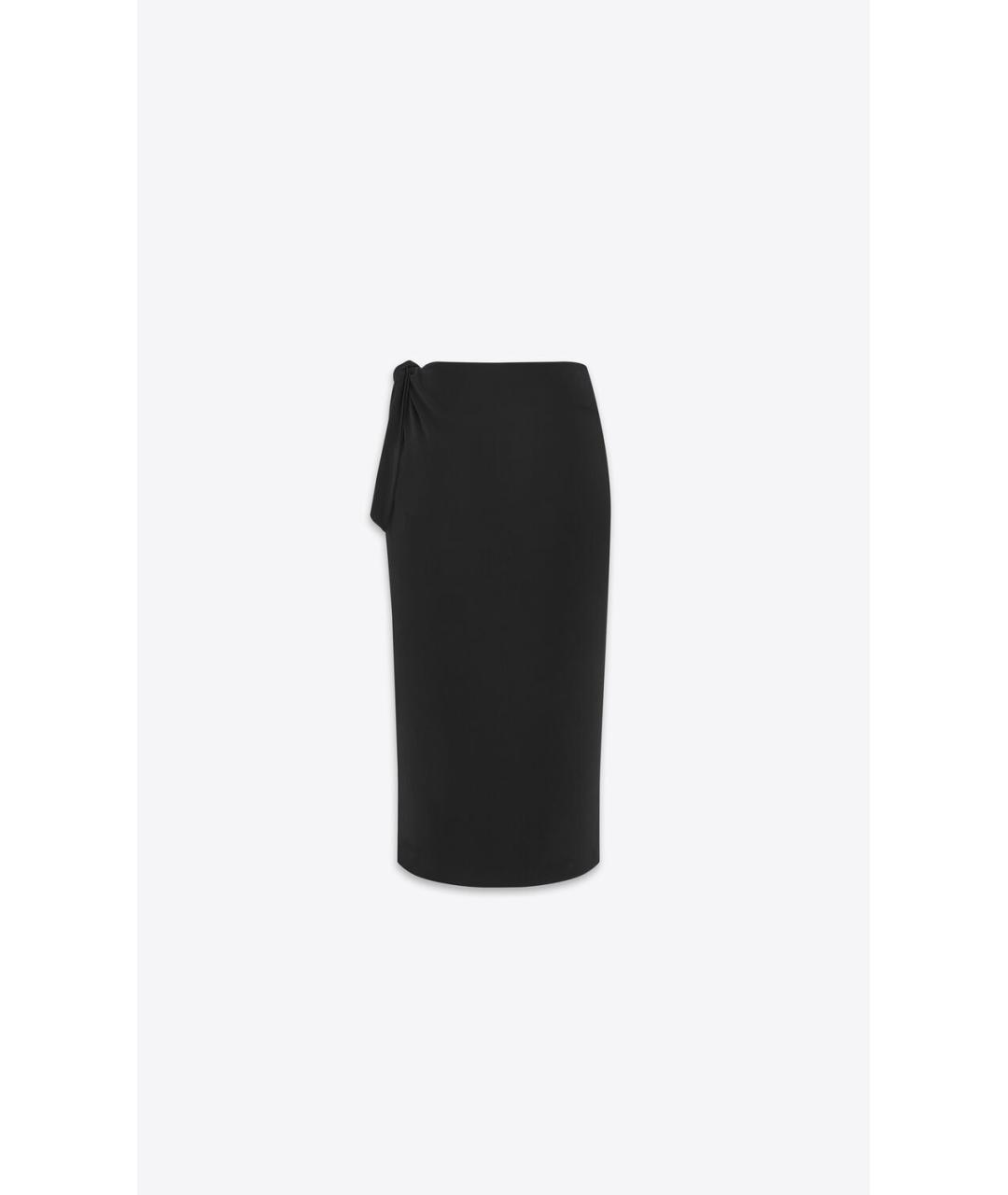 SAINT LAURENT Черная вискозная юбка миди, фото 2