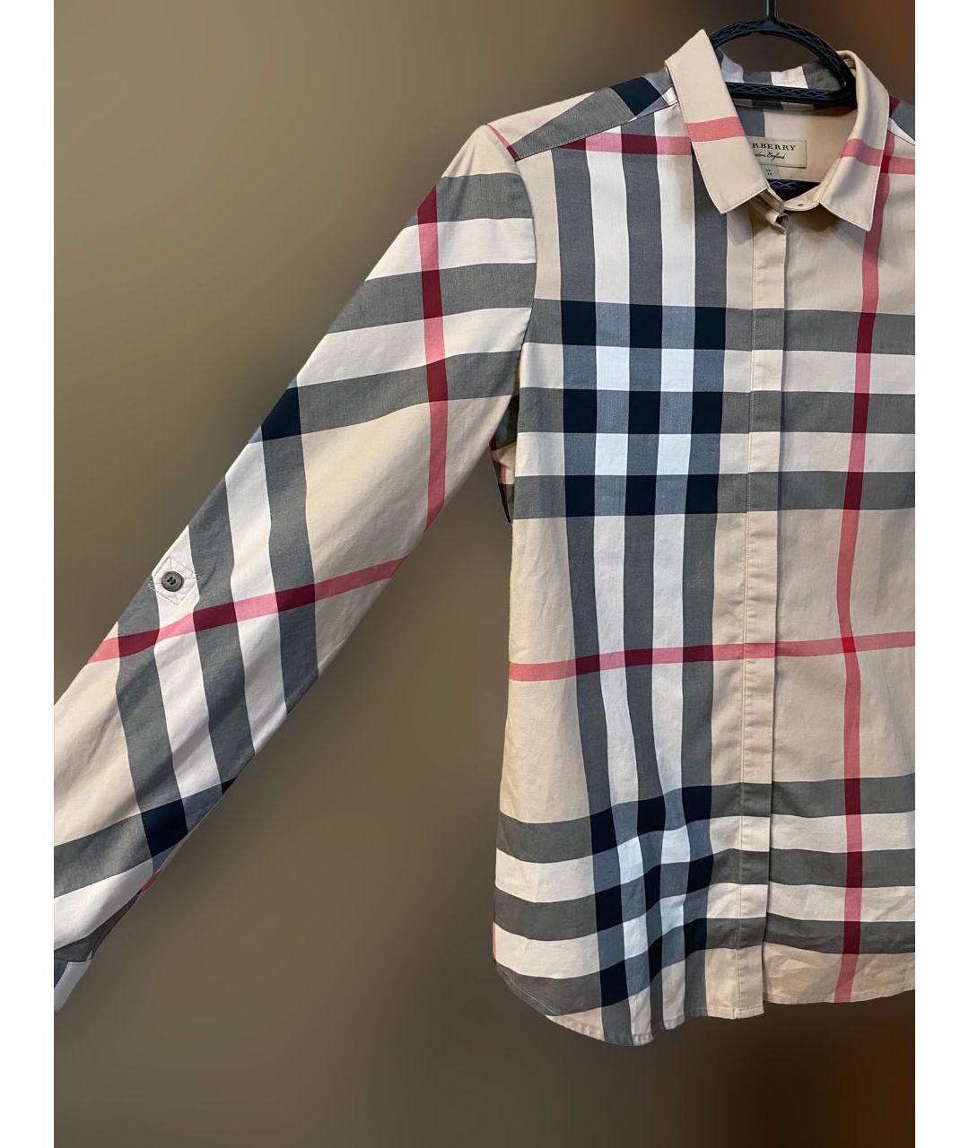 BURBERRY Бежевая хлопко-эластановая рубашка, фото 3
