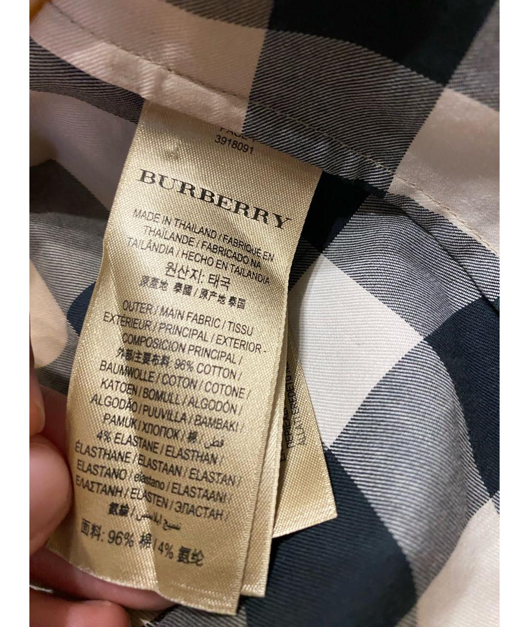 BURBERRY Бежевая хлопко-эластановая рубашка, фото 8