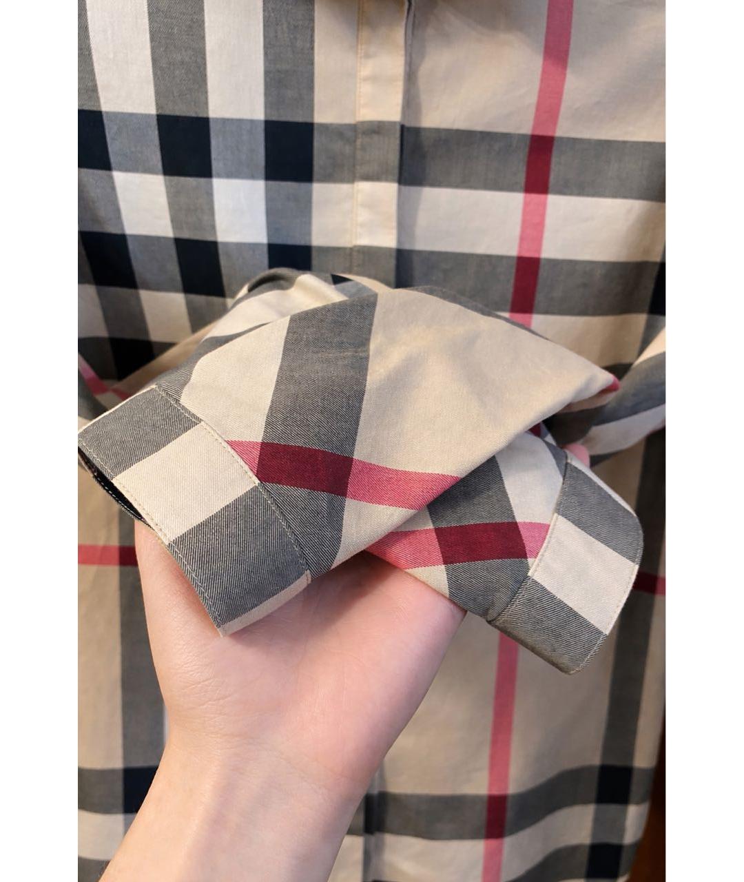 BURBERRY Бежевая хлопко-эластановая рубашка, фото 5
