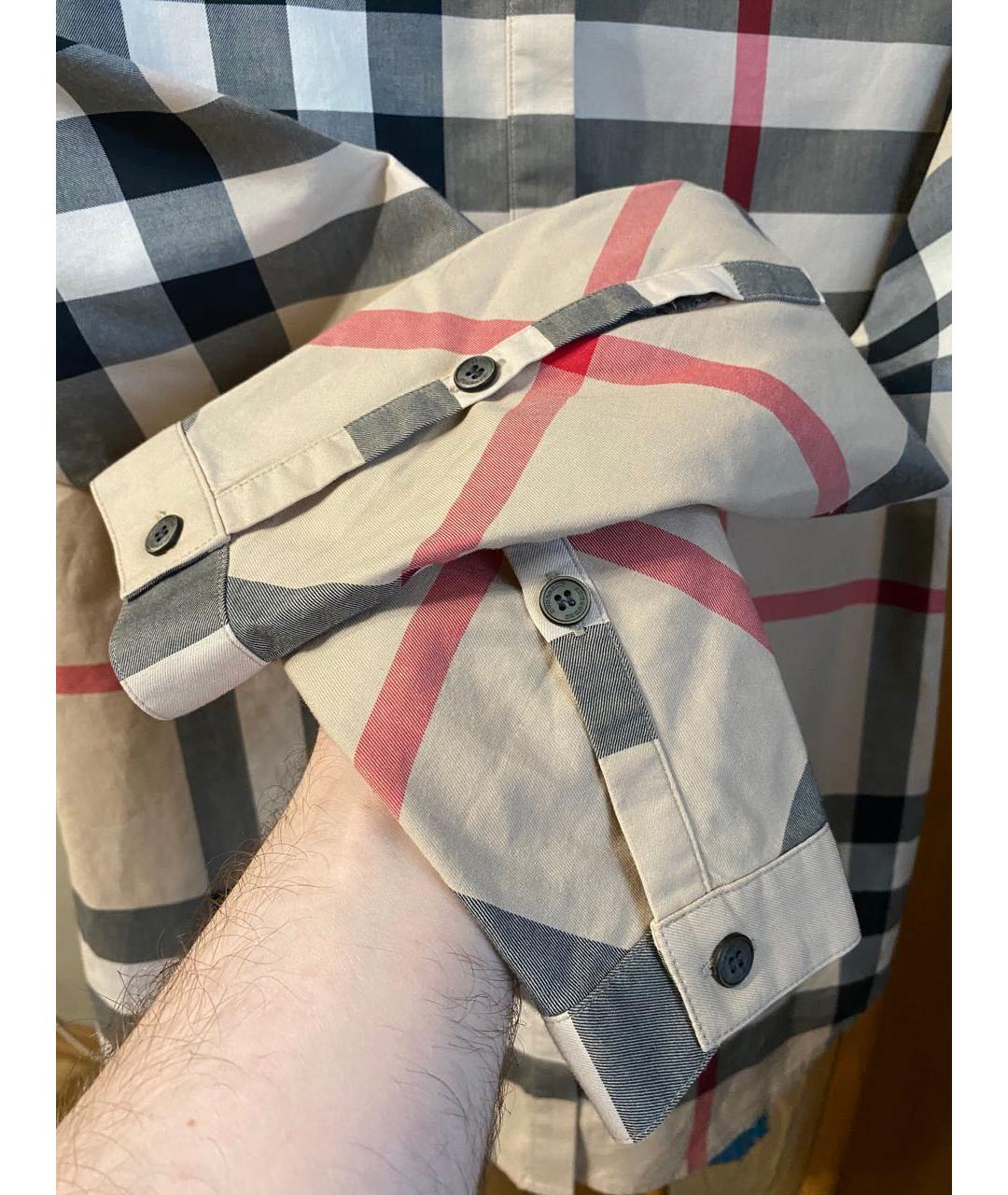 BURBERRY Бежевая хлопко-эластановая рубашка, фото 6