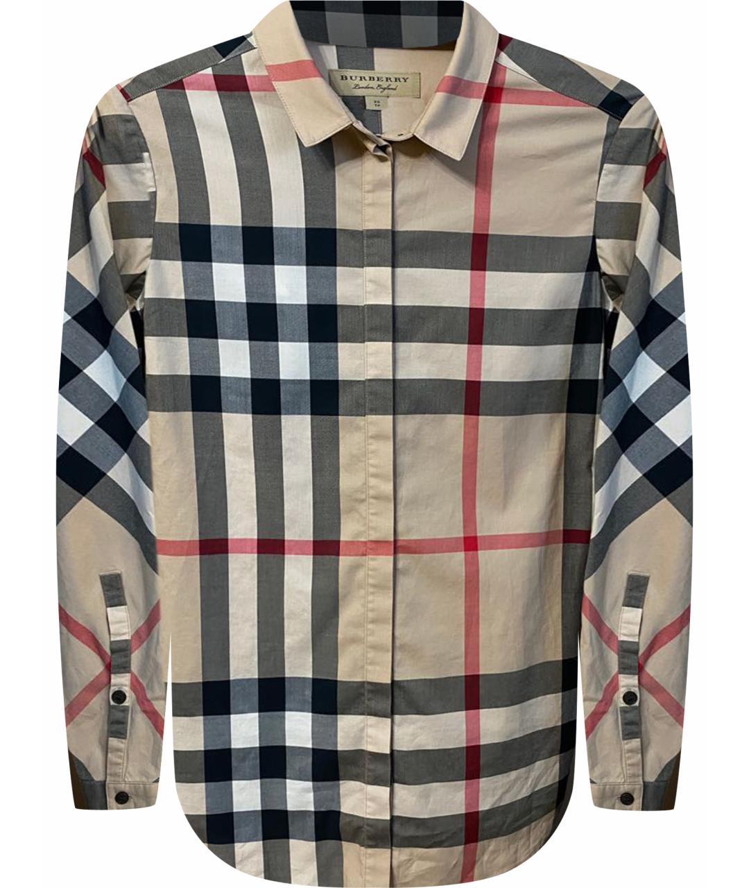 BURBERRY Бежевая хлопко-эластановая рубашка, фото 1