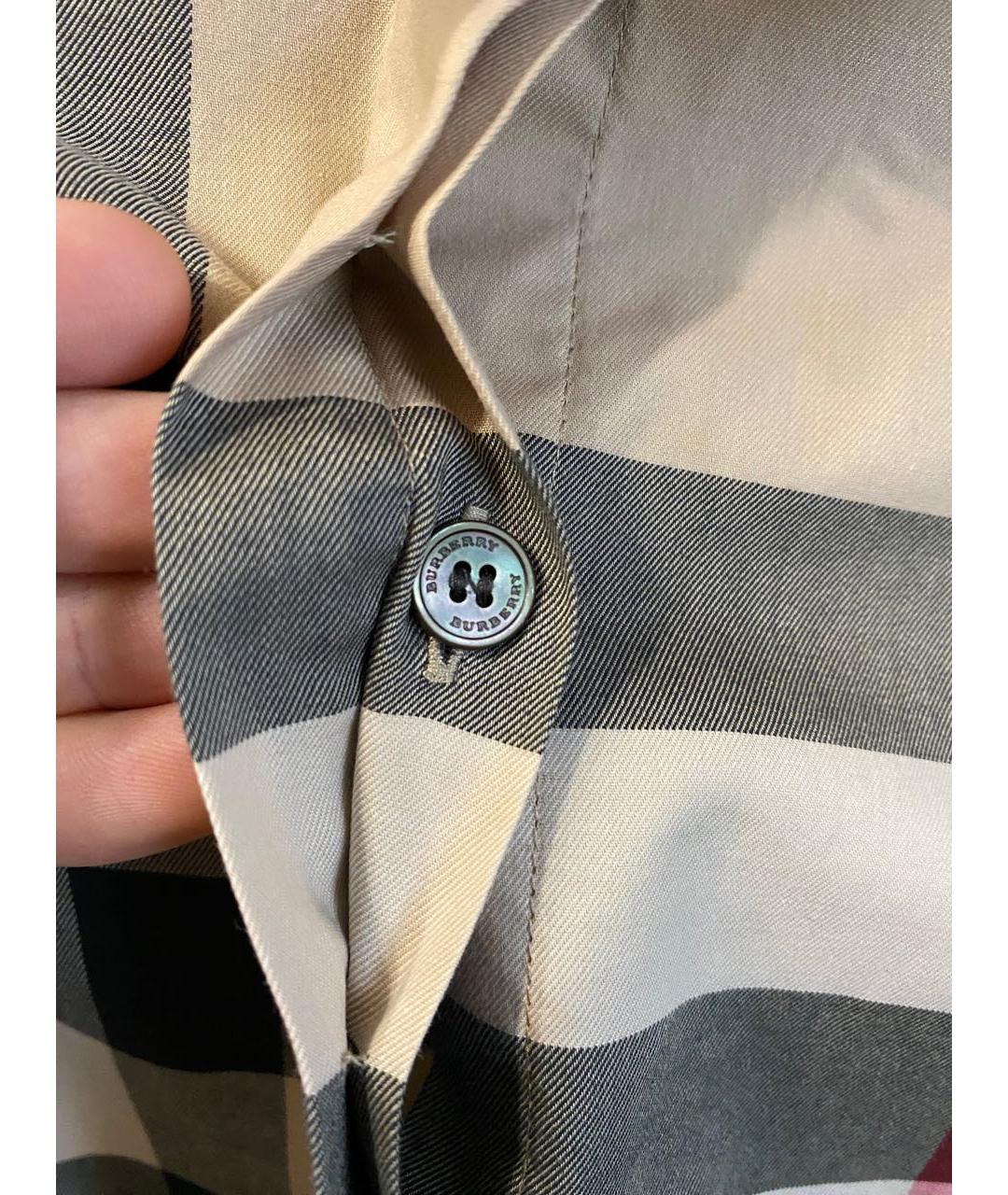 BURBERRY Бежевая хлопко-эластановая рубашка, фото 4
