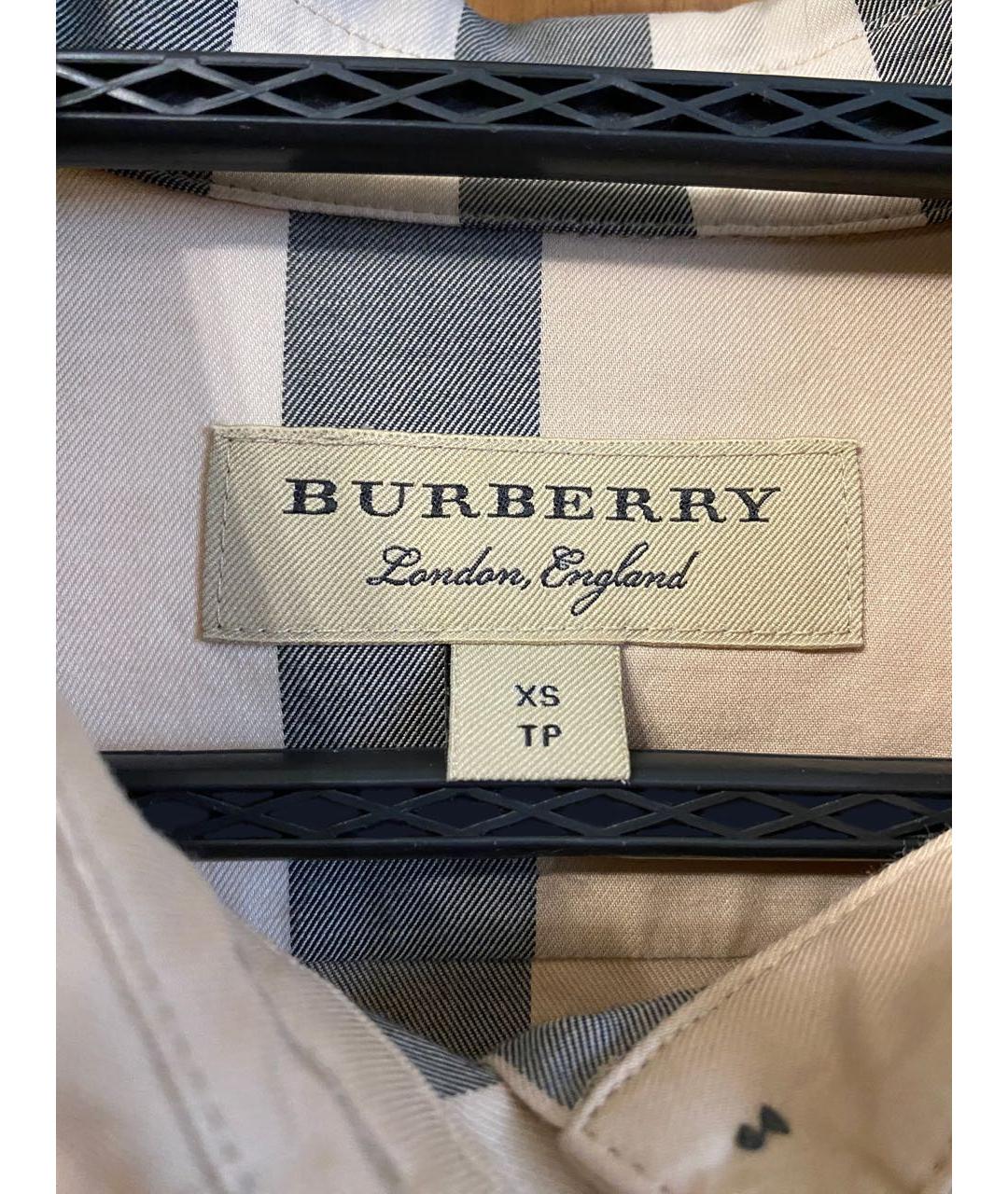 BURBERRY Бежевая хлопко-эластановая рубашка, фото 7