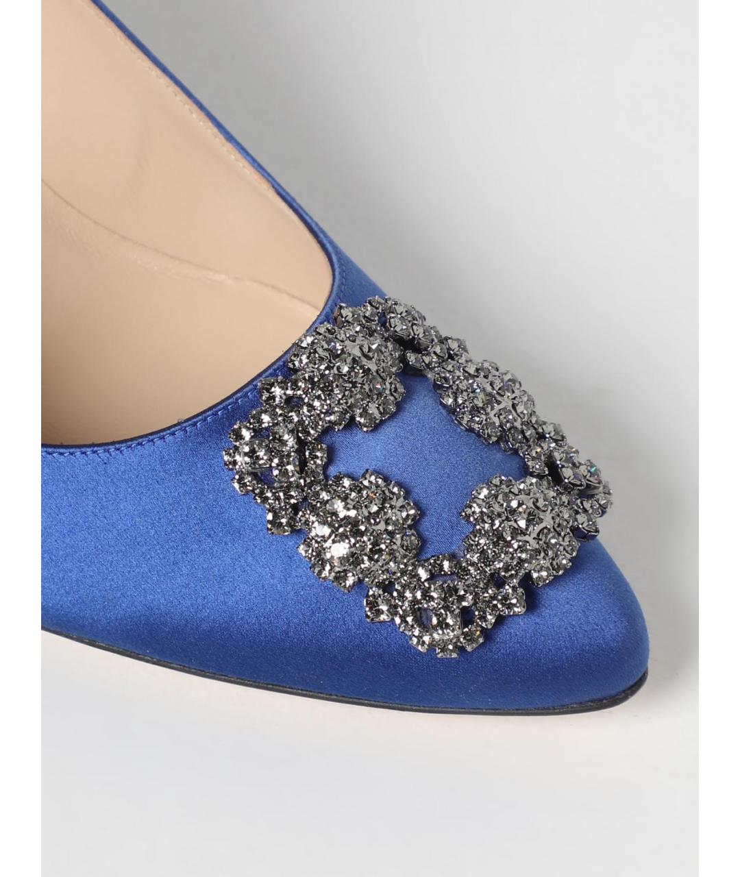 MANOLO BLAHNIK Синие текстильные туфли, фото 4