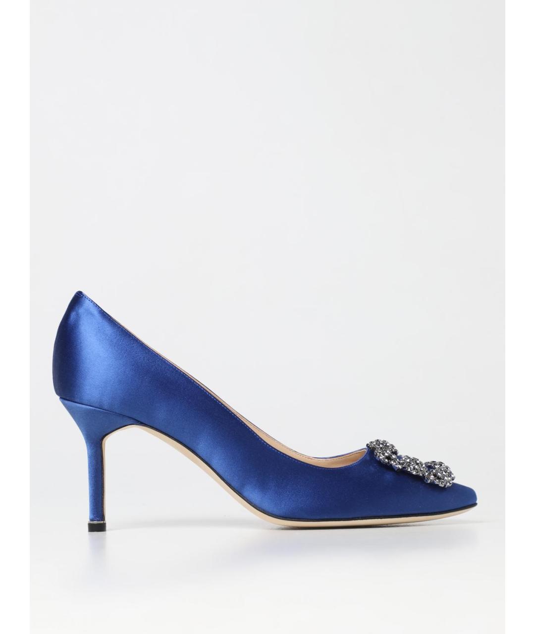 MANOLO BLAHNIK Синие текстильные туфли, фото 5