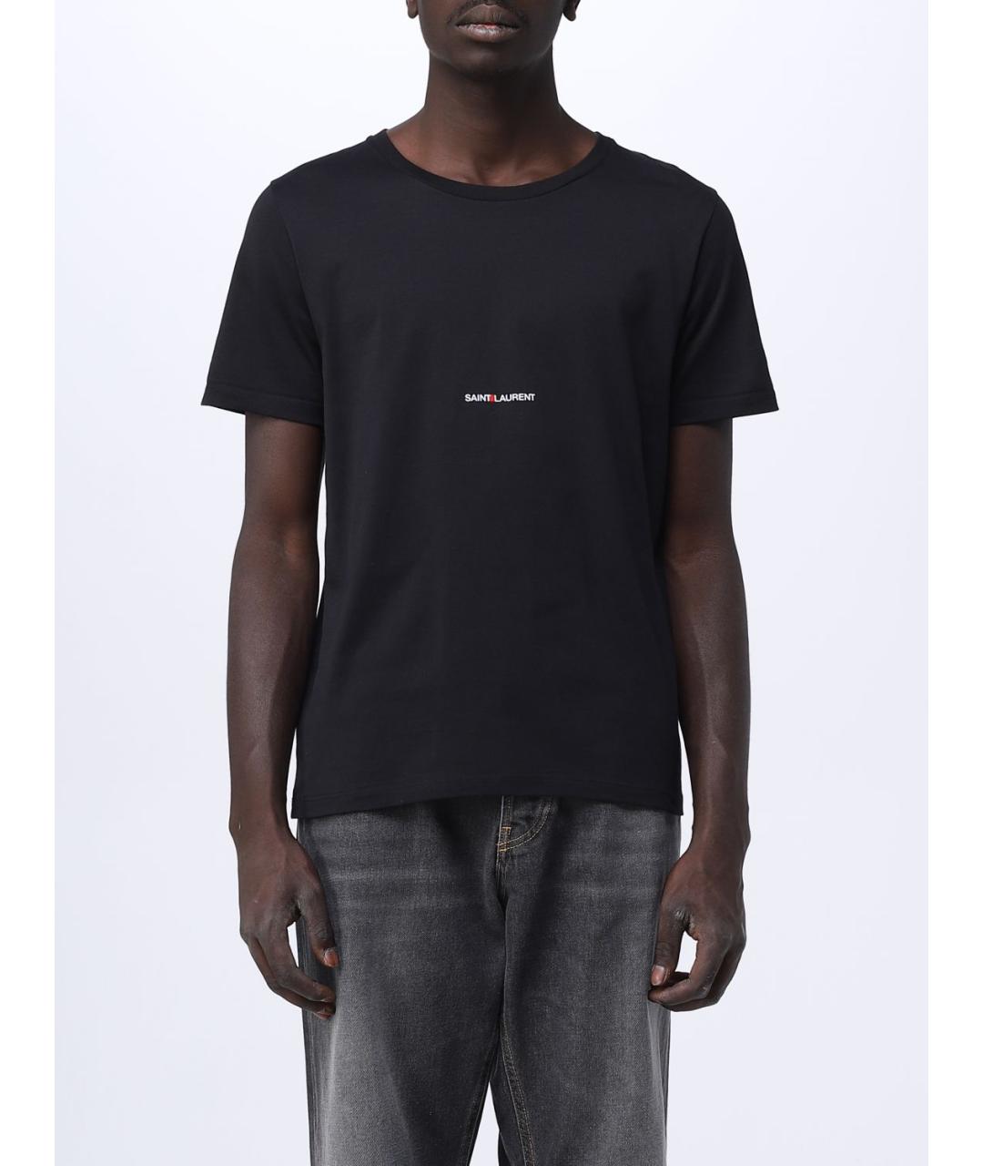 SAINT LAURENT Черная хлопковая футболка, фото 2