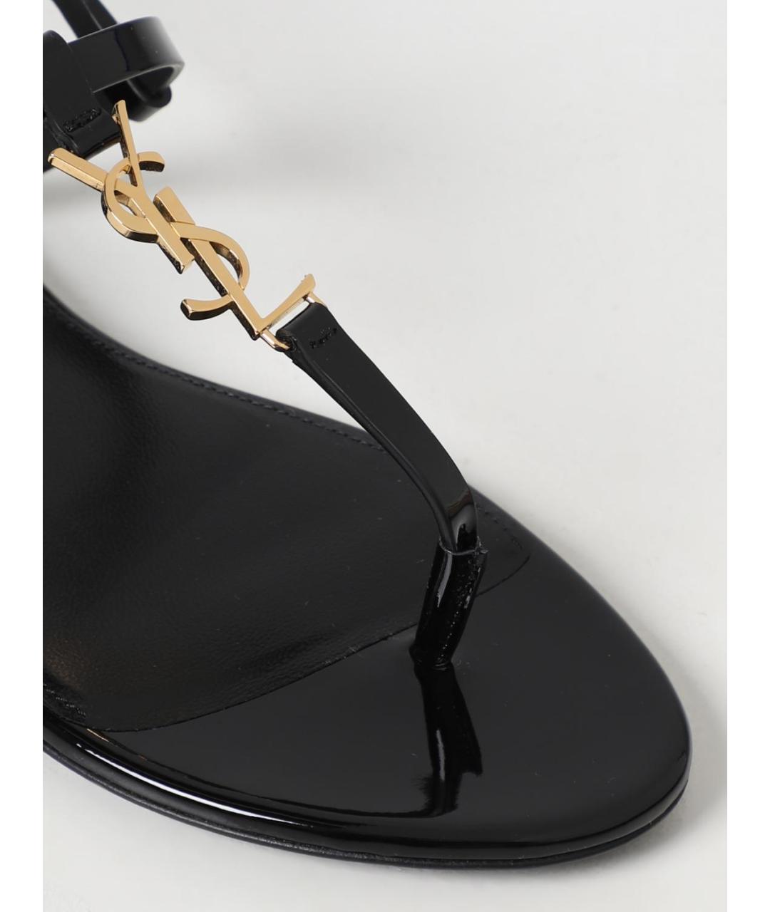 SAINT LAURENT Черные кожаные сандалии, фото 4