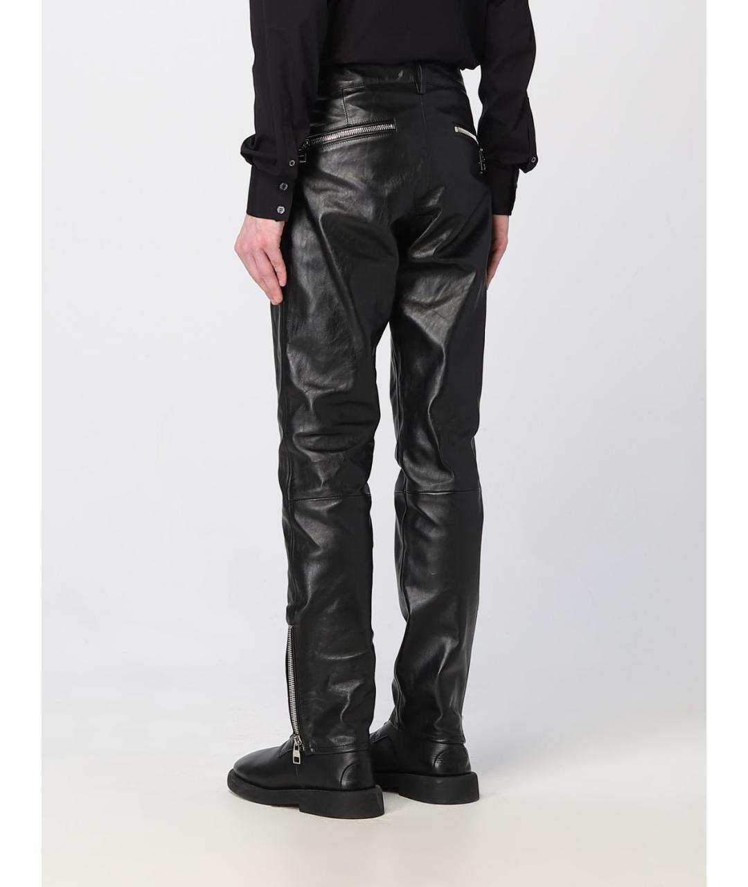 ALEXANDER MCQUEEN Черные кожаные повседневные брюки, фото 4