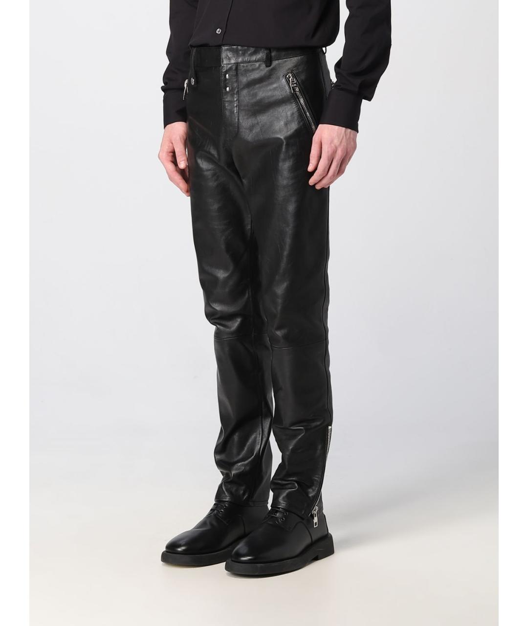 ALEXANDER MCQUEEN Черные кожаные повседневные брюки, фото 5