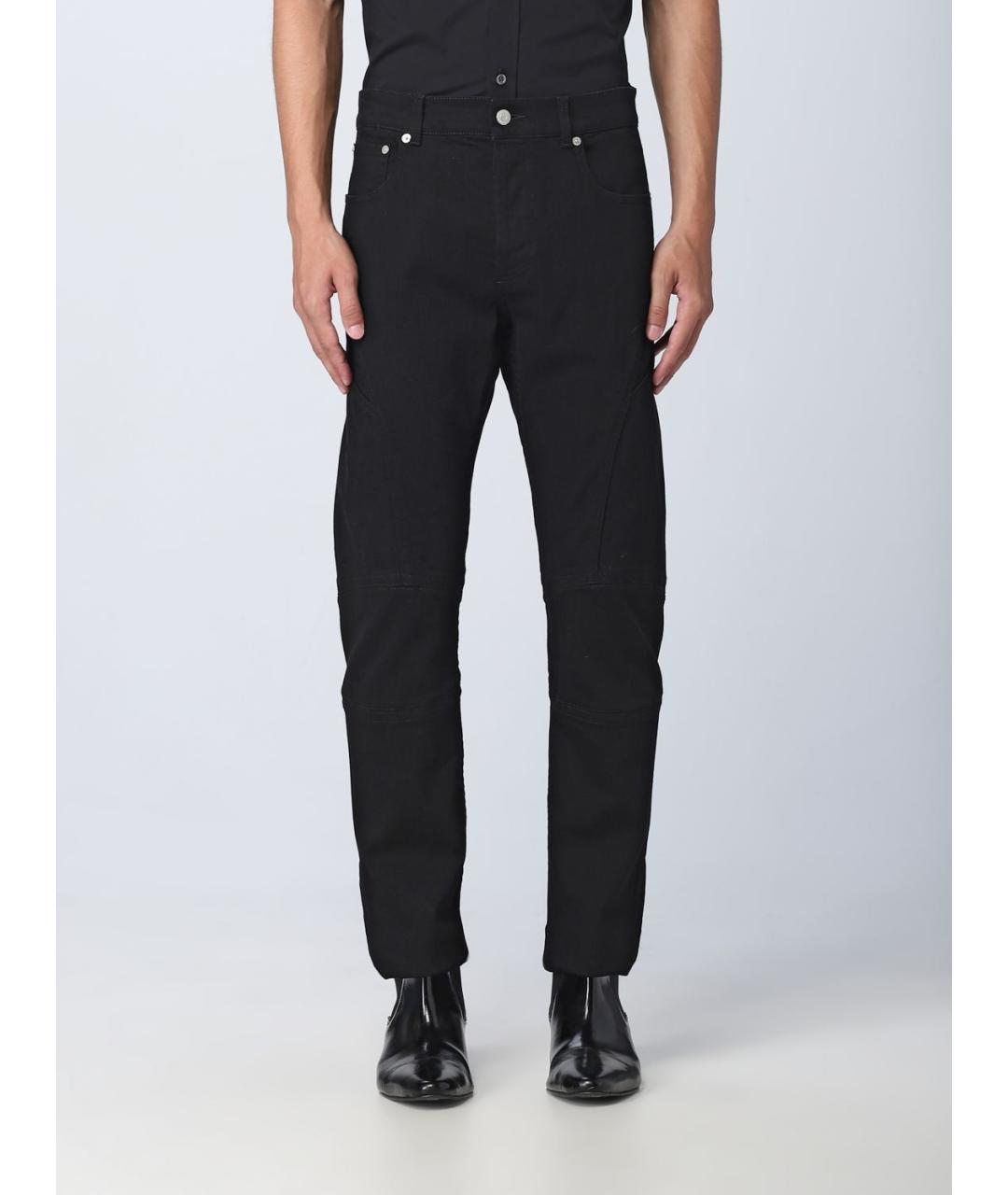 ALEXANDER MCQUEEN Черные хлопко-эластановые прямые джинсы, фото 2
