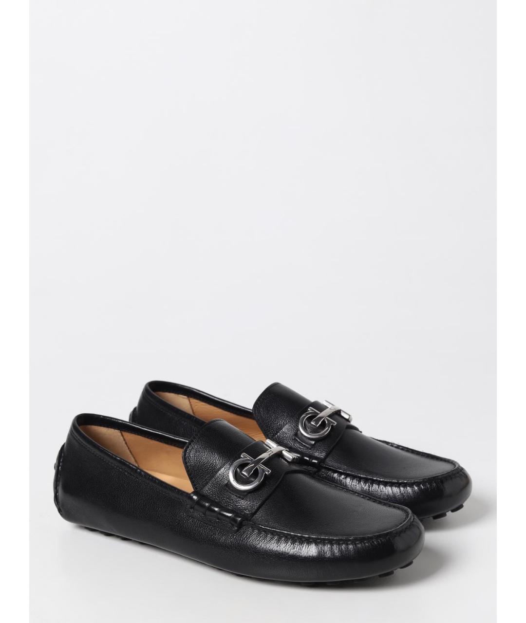 FERRAGAMO Черные кожаные мокасины, фото 2