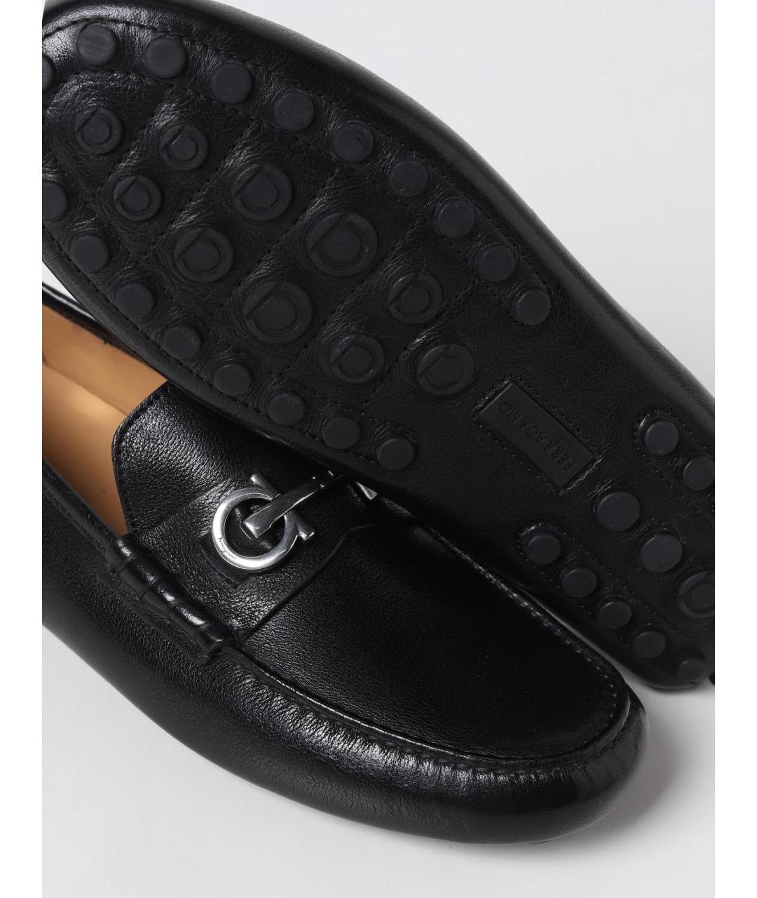 FERRAGAMO Черные кожаные мокасины, фото 4