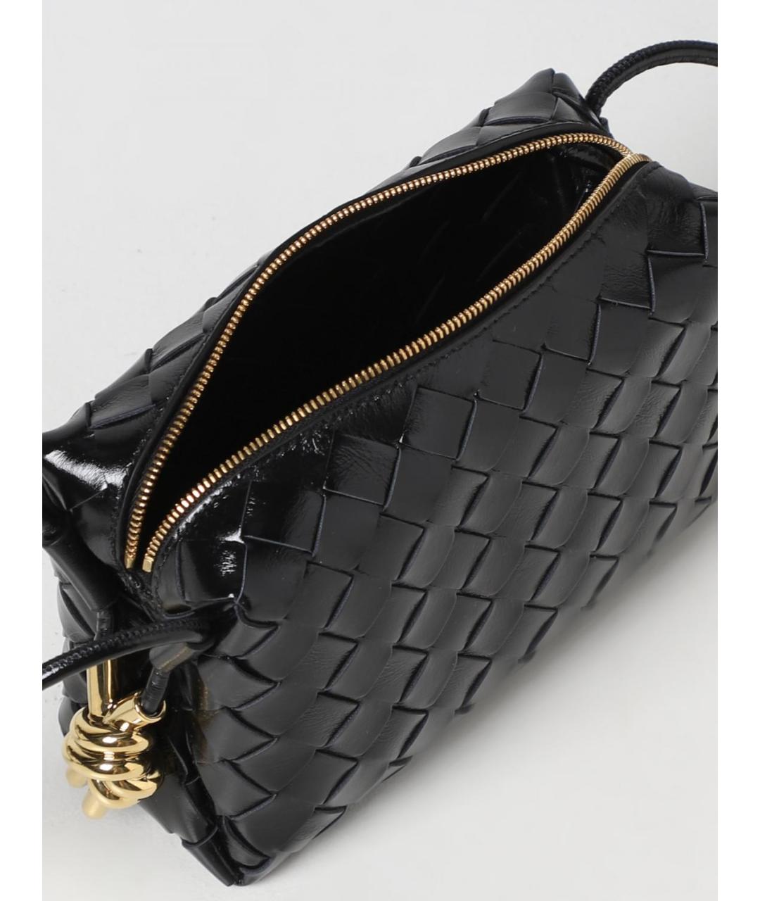 BOTTEGA VENETA Черная кожаная сумка через плечо, фото 4