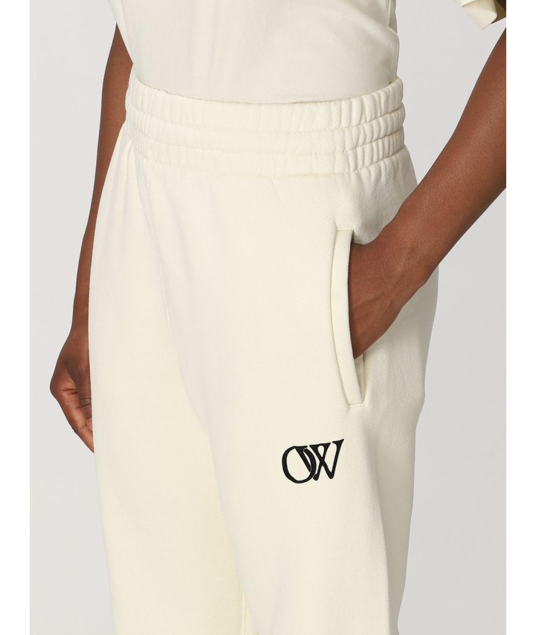 OFF-WHITE Белые хлопковые прямые брюки, фото 6