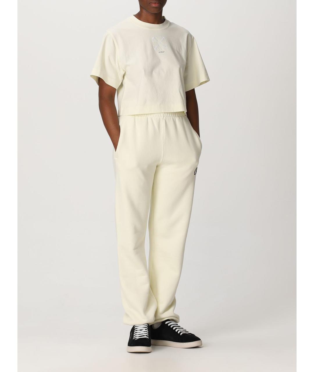 OFF-WHITE Белые хлопковые прямые брюки, фото 3