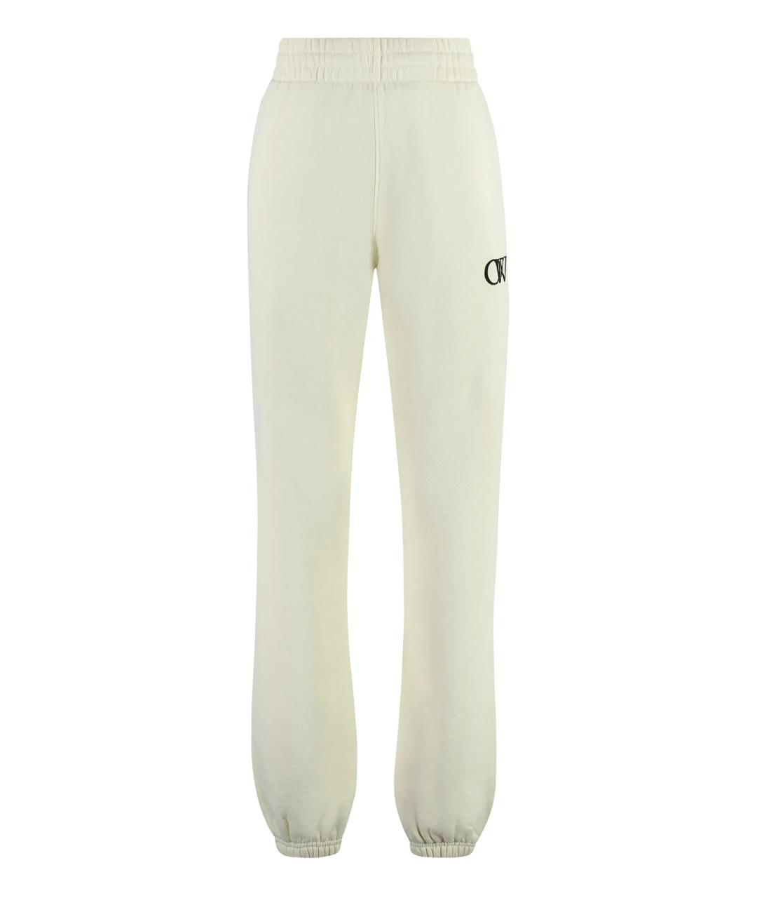 OFF-WHITE Белые хлопковые прямые брюки, фото 1