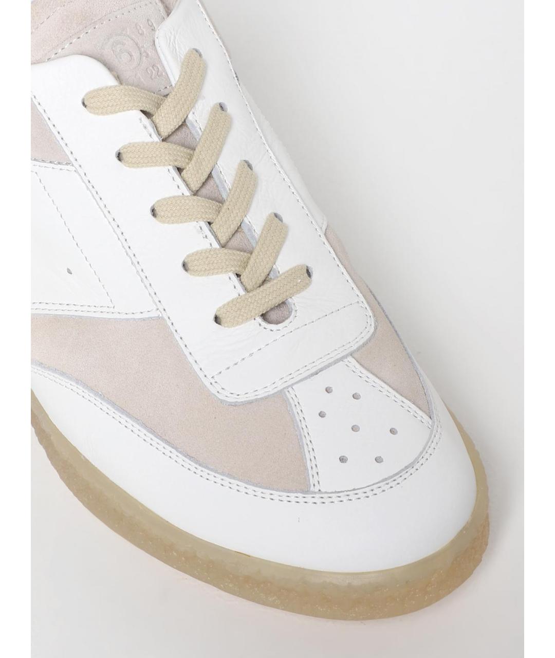 MM6 MAISON MARGIELA Белые кожаные низкие кроссовки / кеды, фото 4