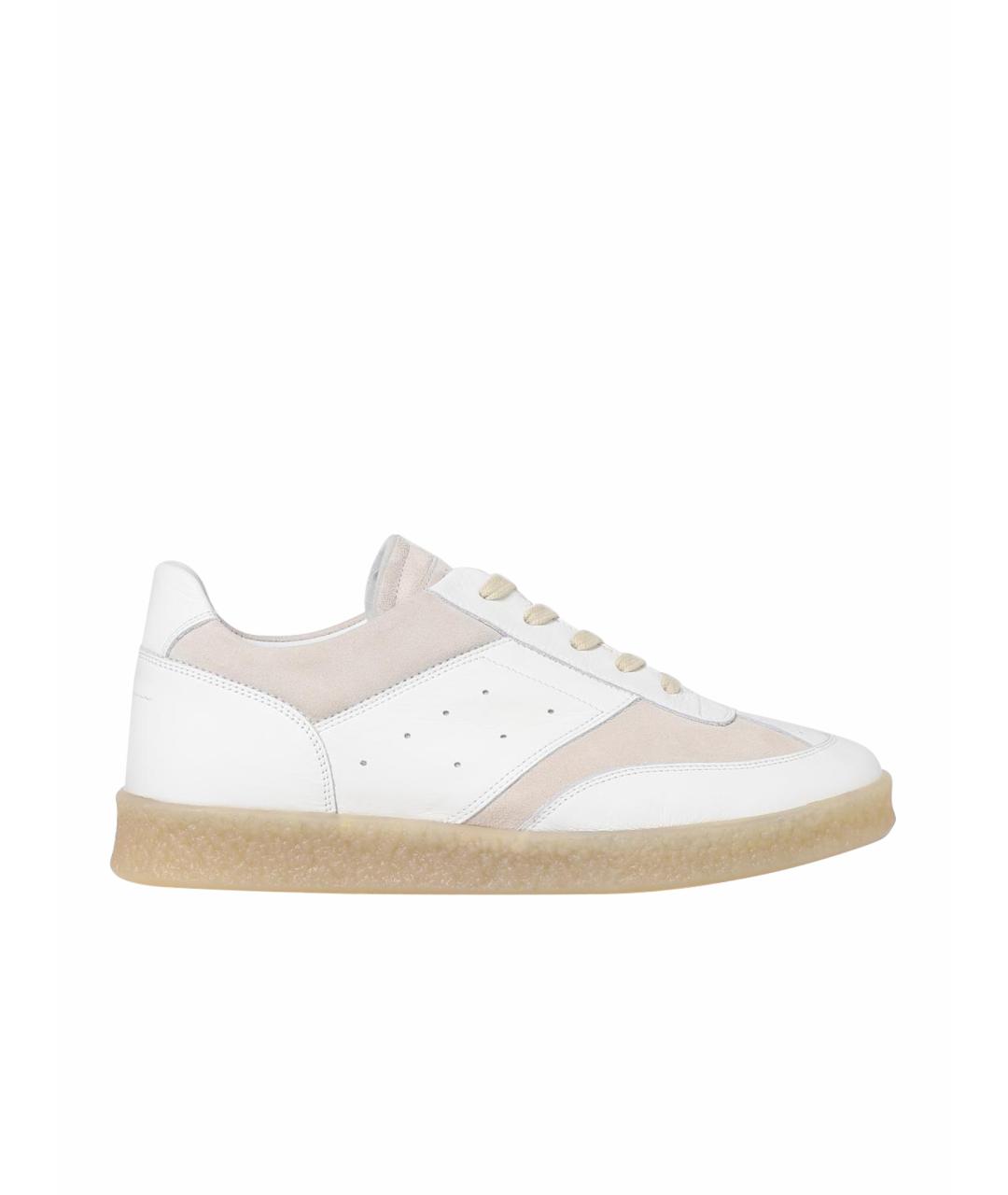 MM6 MAISON MARGIELA Белые кожаные низкие кроссовки / кеды, фото 1