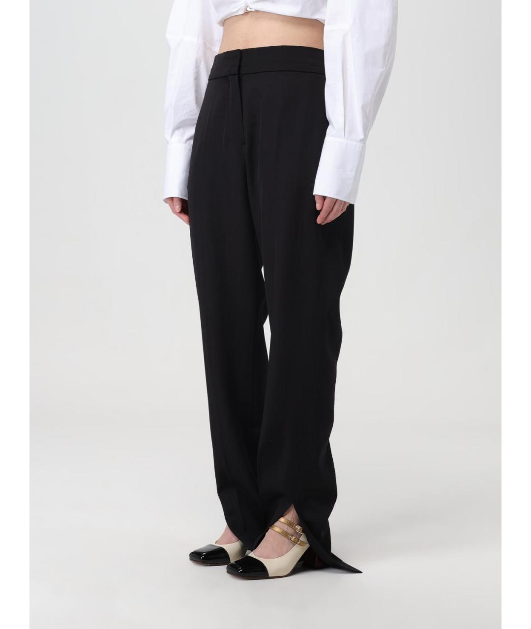 JACQUEMUS Черные шерстяные прямые брюки, фото 5