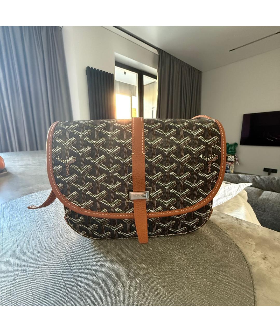 GOYARD Коричневая кожаная сумка на плечо, фото 2