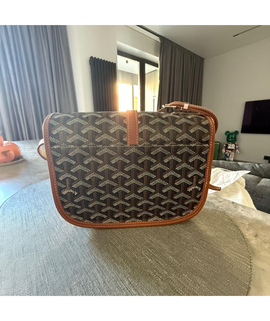 GOYARD Коричневая кожаная сумка на плечо, фото 4
