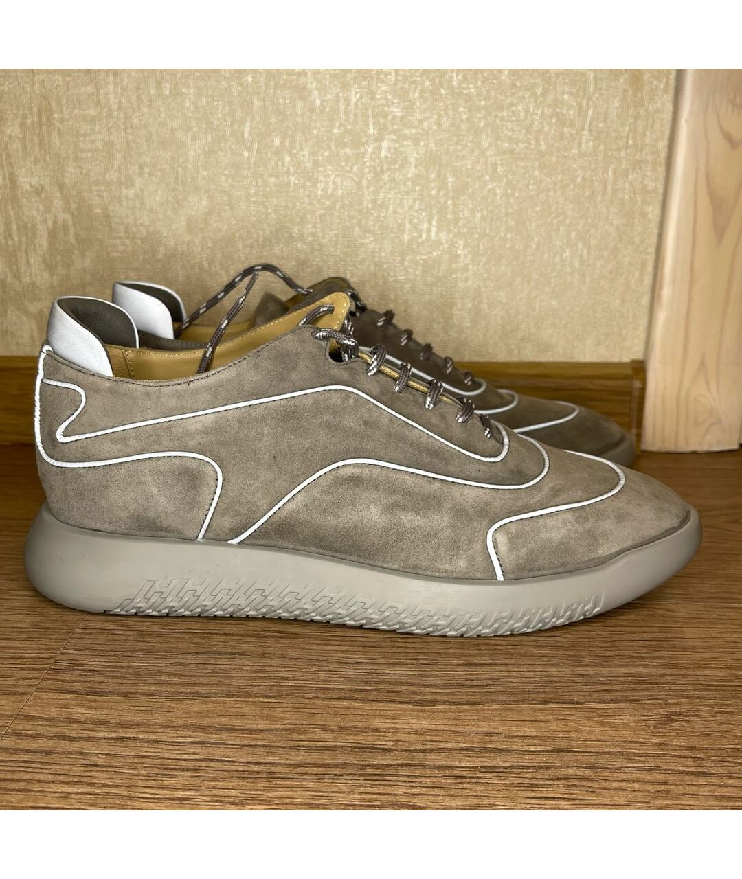 HERMES PRE-OWNED Серые бархатные низкие ботинки, фото 7