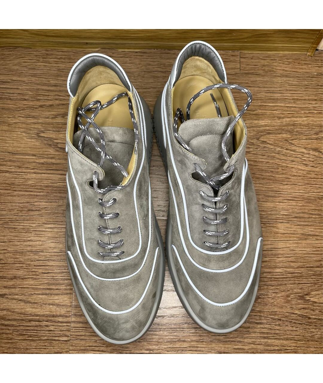 HERMES PRE-OWNED Серые бархатные низкие ботинки, фото 3