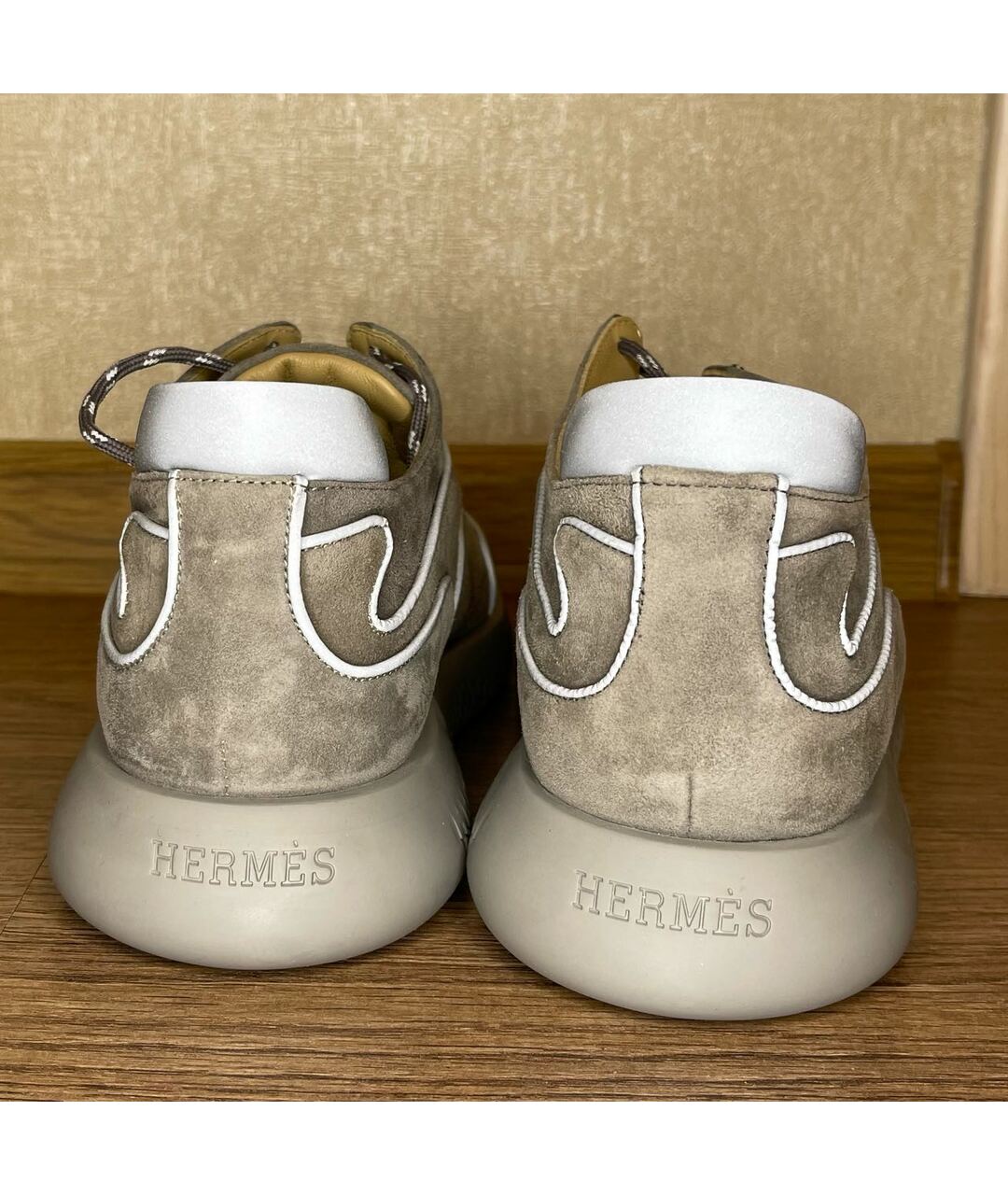 HERMES PRE-OWNED Серые бархатные низкие ботинки, фото 4