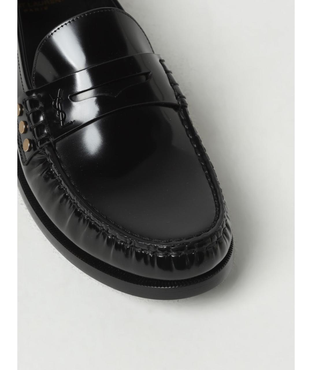 SAINT LAURENT Черные кожаные лоферы, фото 4