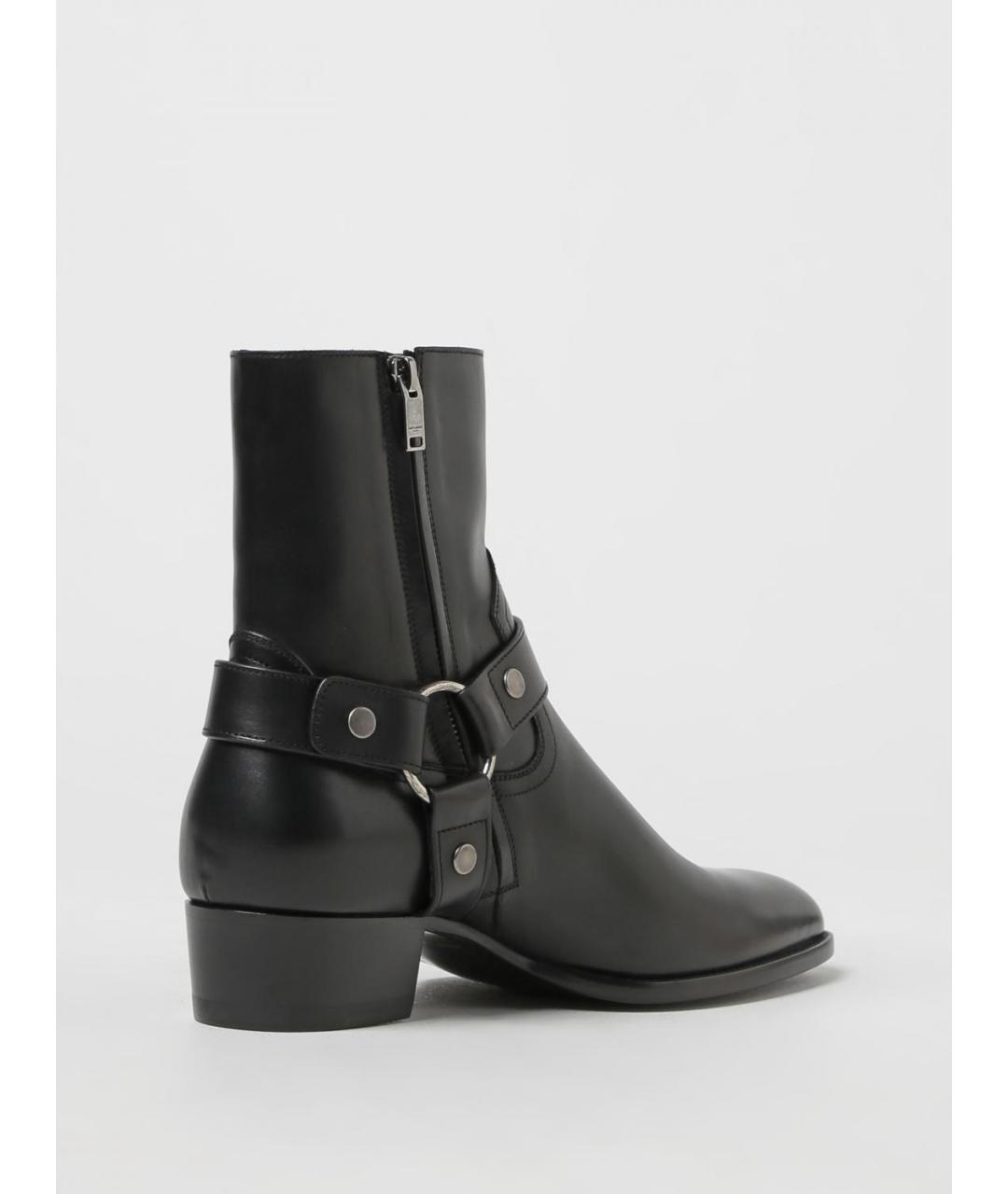 SAINT LAURENT Черные кожаные высокие ботинки, фото 3