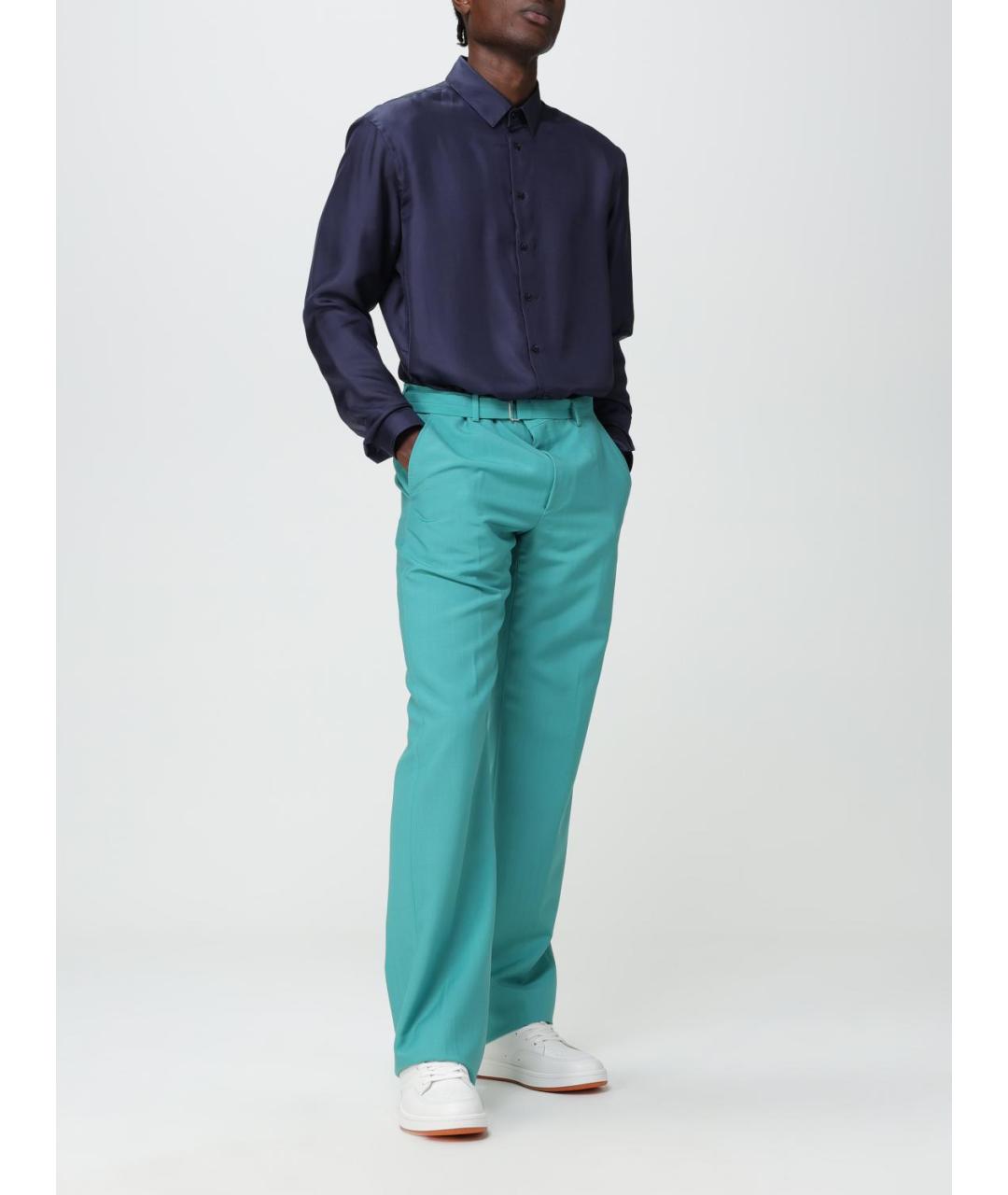 LANVIN Бирюзовые повседневные брюки, фото 3